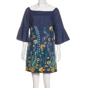 Alice + Olivia Blue Floral Midi Dress